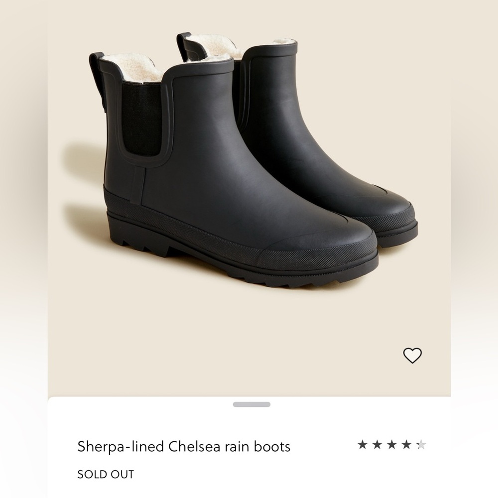 Black Sherpa-Lined Chelsea Rain Boots